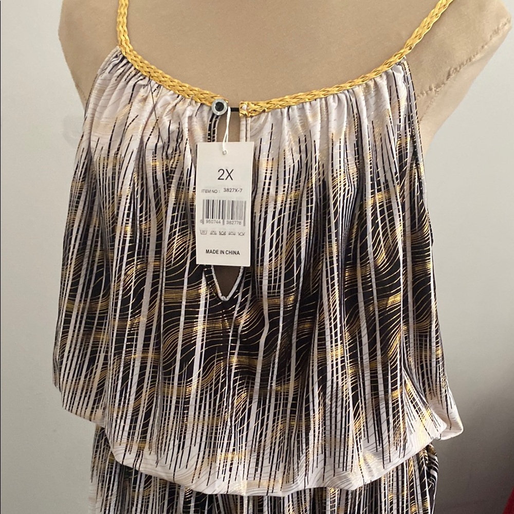 Stylish Black and Gold Stripe jumpsuit